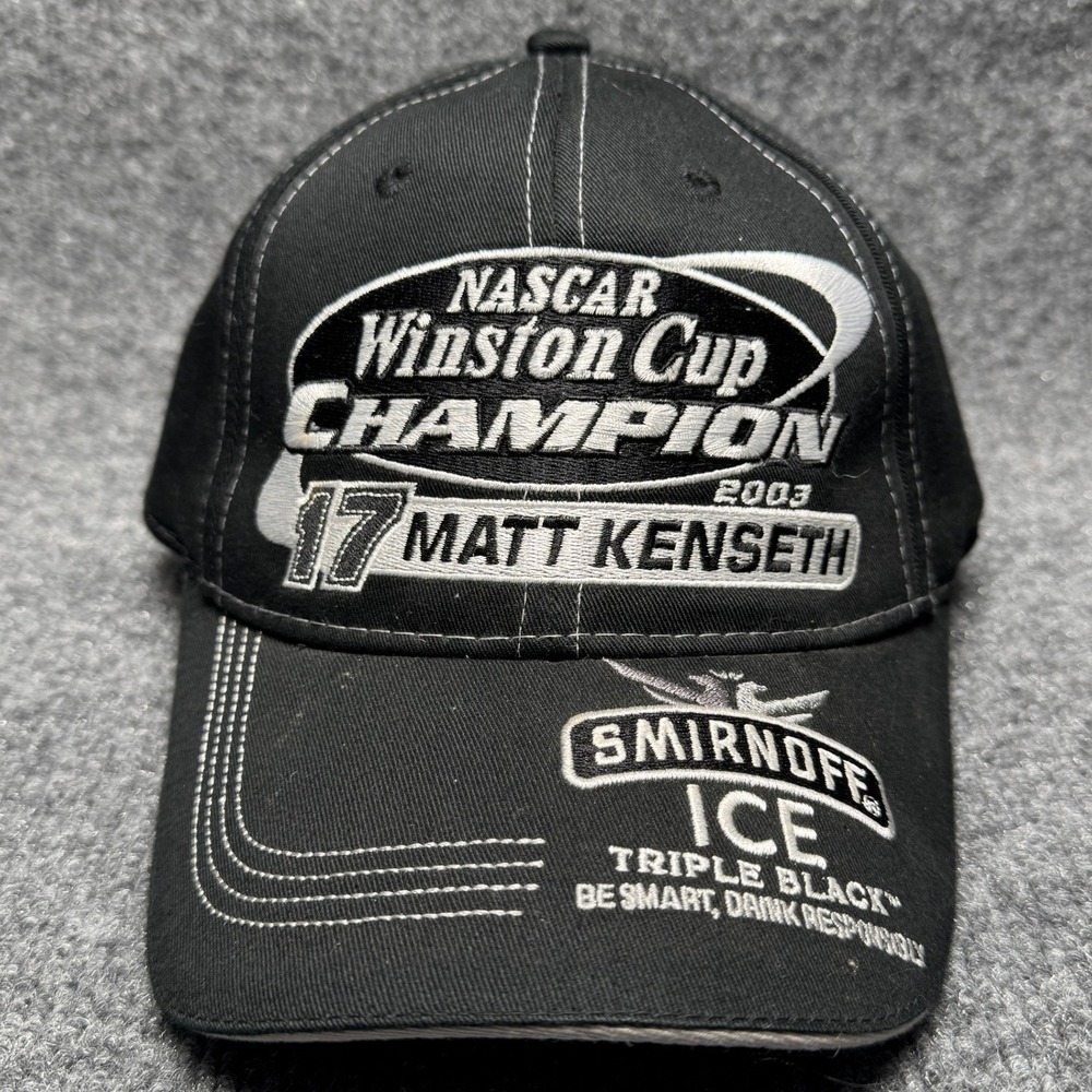Matt Kenseth 17 Team Caliber Hat Mens Black NASCAR Winston Cup Champion Smirnoff